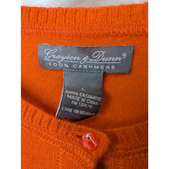 GRAYSON & DUNN Orange Cashmere Cardigan Size L Womens Button Front Sweater - Picture 2 of 8
